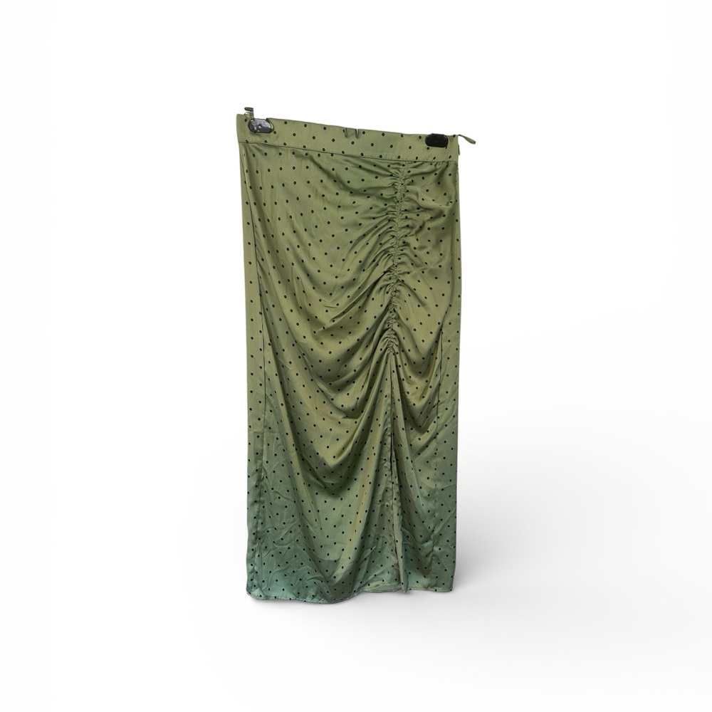 Zara Olive Green Maxi Skirt with Black Dots